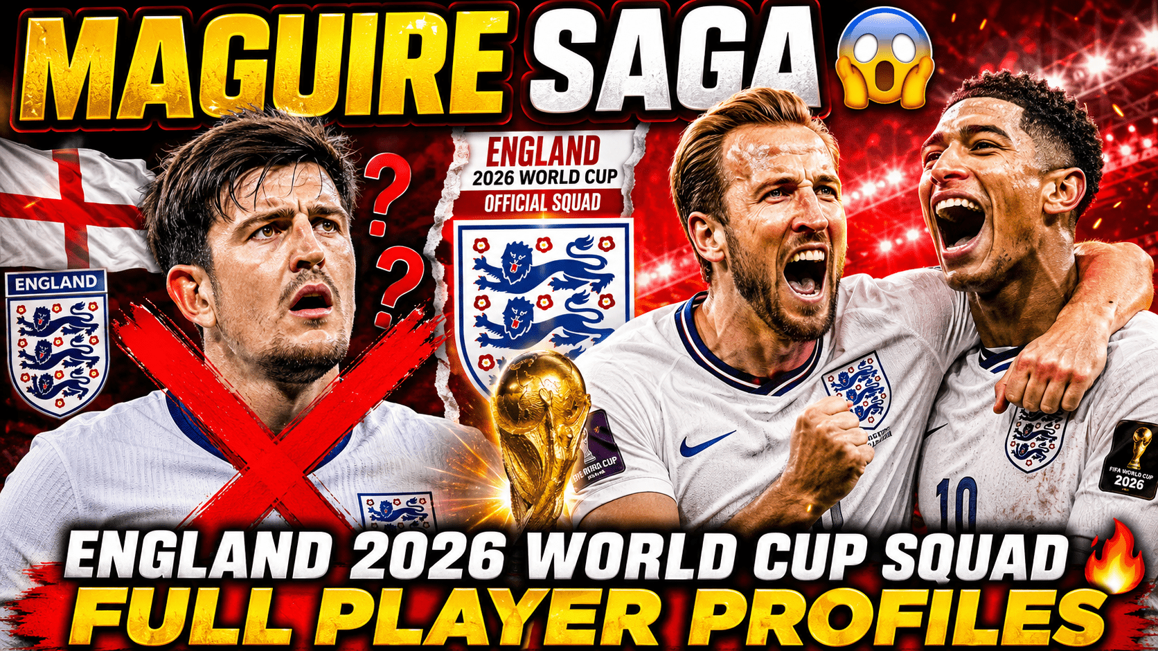 No Maguire?😱Tuchel’s England 2026 World Cup Squad 🏴󠁧󠁢󠁥󠁮󠁧󠁿 Harry Kane & Jude Bellingham Lead